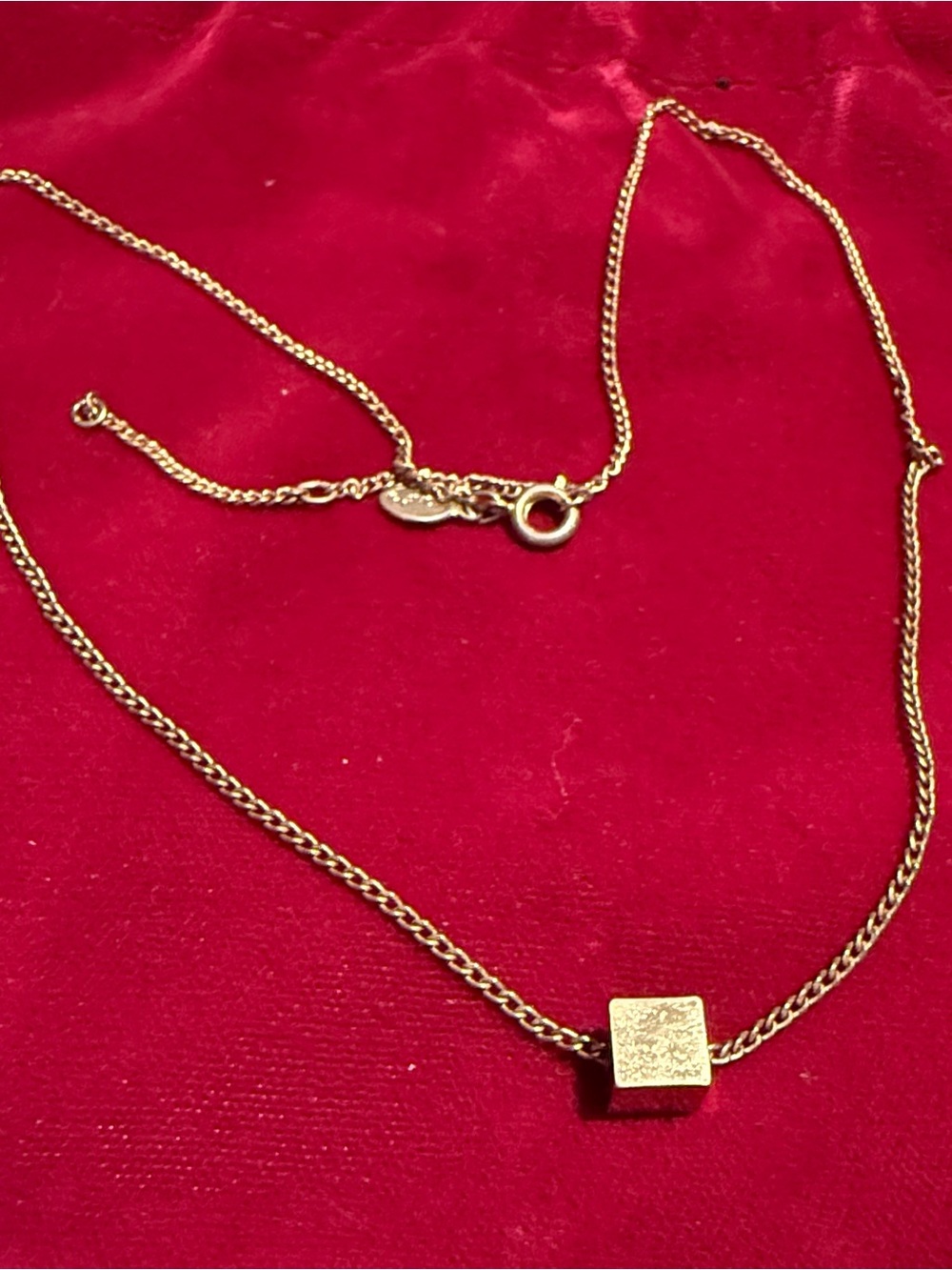 Avon Gold Cube Pendant Necklace - Women's Minimalist Jewelry